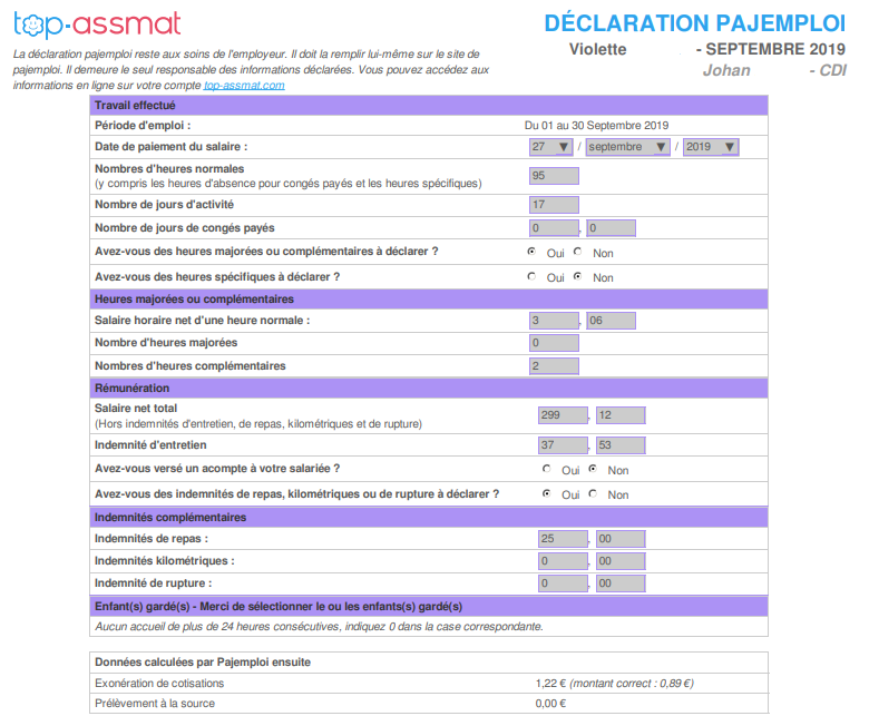 Quelles informations doivent être renseignées sur Pajemploi?